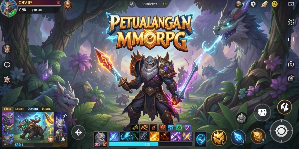 Tampilan screenshot utama C8VIP menampilkan aksi pertempuran MMORPG yang seru.